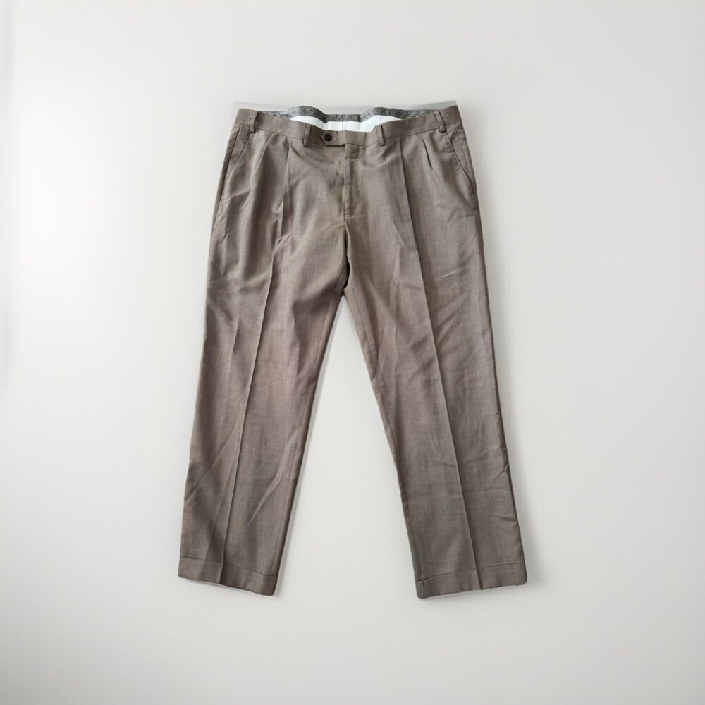 Lauren Ralph Lauren Mens Dress Pants 42x30 Pleated Tan Khaki Slacks Cuffed